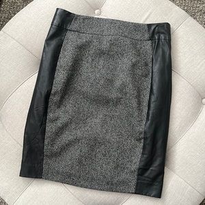 Leather and tweed h&m pencil skirt